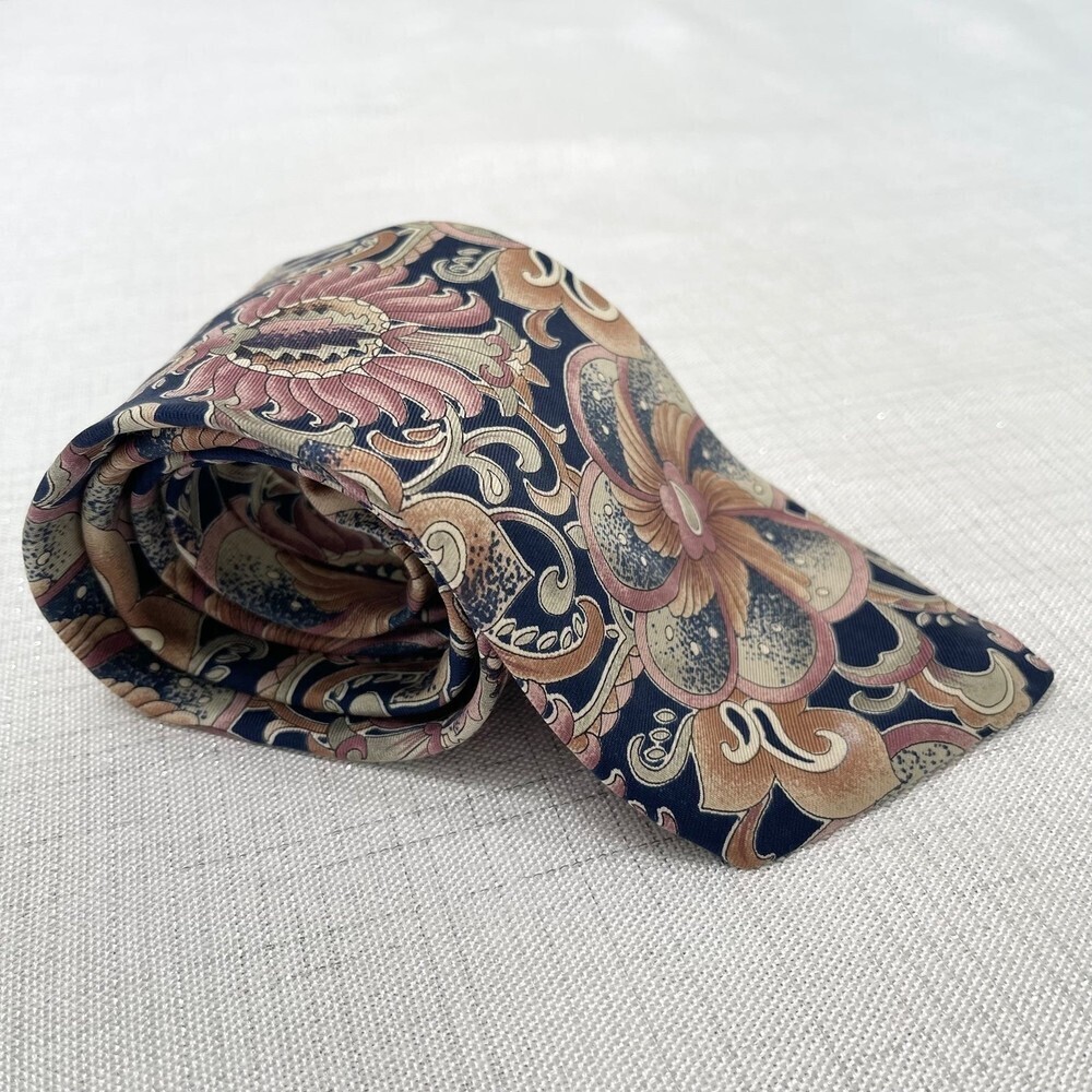 Cellini Collection Floral Print Classic 100% Silk Tie, Made in USA